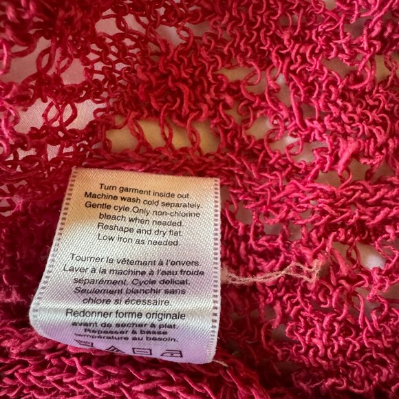 NWT Coldwater Creek Women’s Linen/Cotton Crochet Sweater Shrug, Raspberry PXL - Picture 10 of 10